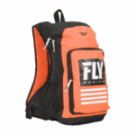 High-quality racing backpack with Fly Racing branding, designed for motorsport enthusiasts, featuring durable materials and ample storage for race gear and accessories.