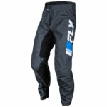 Fly Racing Kinetic 2024 Junior motocross pants in grey and black with blue accents, designed for young riders' durability and comfort.
