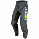 Fly Racing Kinetic 2024 Prix motocross pants in grey with black and yellow accents, designed for durability and comfort during racing.