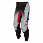 Fly Racing Kinetic 2026 DBK Trousers designed for motocross, featuring black, grey, red accents, and durable protective materials.