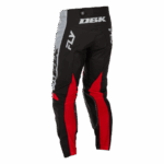 Fly Racing Kinetic 2026 DBK Trousers in black, red, and grey, designed for motocross riding, featuring durable materials and protective padding.