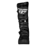 Fly Racing Maverik LT Enduro Boots in black with white logo, designed for off-road motorcycling, featuring multiple adjustable straps for a secure fit.