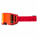 Fly Racing Zone goggles in red with crimson accents, featuring a smoke mirror lens for motocross riding.