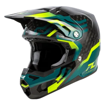 Fly Racing Formula S Byte Carbon Helmet - Black Carbon - Teal - Lime