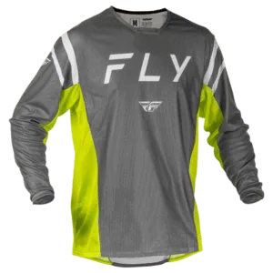 Fly Racing Kinetic Mesh Center Jersey - Grey White Hi-Vis - Front
