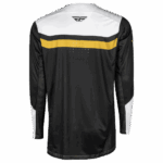 Fly Racing Rayce Jersey in black, white, and yellow with aerodynamic design for motocross racing.