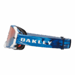 Oakley Airbrake MX goggles with blue strap and tinted lens for motocross racing.