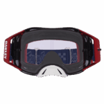Oakley Airbrake MX Troy Lee Designs motocross goggles with red frame and tinted lens for optimal eye protection.