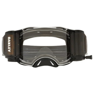 Oakley Airbrake Tuff Blocks Roll Off MX Goggle with clear lens and black frame for motocross racing.