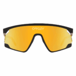Oakley BXTR Metal Sunglasses with yellow mirrored lenses and black frame for racing and sports.