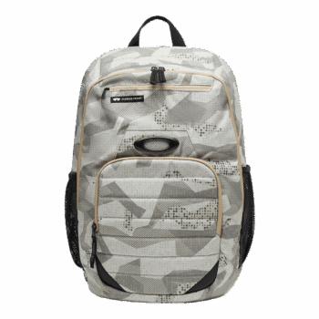 Oakley Enduro 25L 4.0 Backpack in light grey with multiple compartments and ergonomic design for outdoor activities.