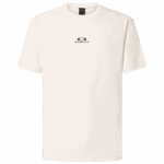 A white Oakley branded T-shirt, ideal for motorsport enthusiasts and racewear fans, featuring a simple yet stylish design perfect for casual or race event wear.