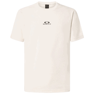 A white Oakley branded T-shirt, ideal for motorsport enthusiasts and racewear fans, featuring a simple yet stylish design perfect for casual or race event wear.