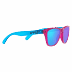 Oakley Frogskins XXS Youth Sunglasses with pink frame and blue mirrored lenses, designed for children and featuring a stylish, sporty look.