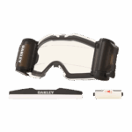 High-performance Oakley racing goggles with durable frame and clear lens, ideal for motorsport enthusiasts seeking premium Grand Prix racewear protection and style.