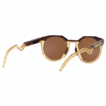 Oakley HSTN Kylian Mbappé sunglasses with round brown lenses and gold frame, stylish and sporty eyewear for active lifestyles.