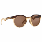 Oakley HSTN Kylian Mbappé sunglasses with gold frame and brown lenses, stylish and sporty design.