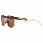 Oakley HSTN Kylian Mbappé sunglasses with brown lenses and gold accents, stylish and sporty eyewear for active lifestyles.