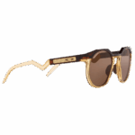 Oakley HSTN Kylian Mbappé sunglasses with brown lenses and gold frame, stylish and sporty design.