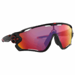 Oakley Jawbreaker sunglasses with mirrored lenses designed for cycling and outdoor sports.