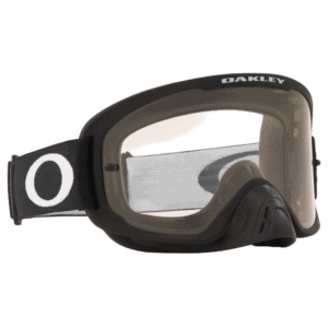 Oakley O Frame 2.0 Pro MX goggles with black frame and clear lens for motocross riding.