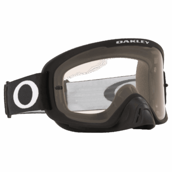Oakley O Frame 2.0 Pro MX goggles with black frame and clear lens for motocross riding.