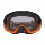 Grand Prix Racewear O Frame 2.0 Pro MX Troy Lee Designs goggles with black, orange, and grey frame and clear lens for motocross racing.