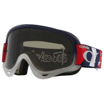 Oakley O Frame MX Troy Lee Designs Goggles - TLD Red - White - Blue - Stars Strap - Dark Grey Lens