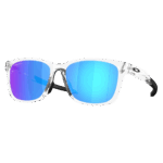 Oakley Paracord sunglasses with polished clear frame and Prizm Sapphire mirrored lenses for optimal outdoor vision.