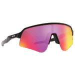 Oakley Sutro Lite Sweep sunglasses with mirrored lenses and black frame, designed for sports and outdoor activities.