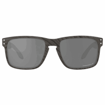 Oakley Sylas Moto GP sunglasses with a dark wood-effect frame and grey tinted lenses, designed for racing and outdoor activities.