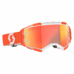 Scott Fury Chrome Goggles in orange, white, and orange chrome with reflective lens for motocross racing.