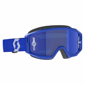 Scott Primal Chrome Goggles in blue and white with blue chrome finish, designed for motocross and off-road racing.
