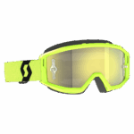 Scott Primal Chrome Yellow and Black motocross goggles with yellow tinted lens and adjustable strap.