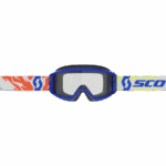 Scott Primal Junior motocross goggles with blue frame and colourful strap for young riders.