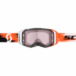 Scott Prospect 2.0 AMP motocross goggles with orange and black strap and tinted lens for off-road riding.
