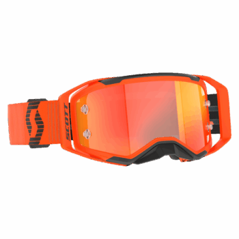 Scott Prospect 2.0 Chrome goggles in orange, black, and orange chrome with reflective lens for motocross.