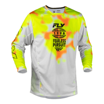 FLY Racing Kinetic 2027 Blur Jersey - White - Hi Vis - Orange - Front