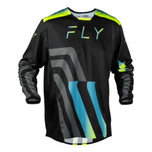 FLY Racing Kinetic 2027 Volt Jersey - Black - Grey - Teal - Yellow - Front