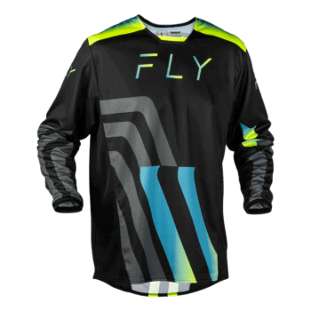 FLY Racing Kinetic 2027 Volt Jersey - Black - Grey - Teal - Yellow - Front