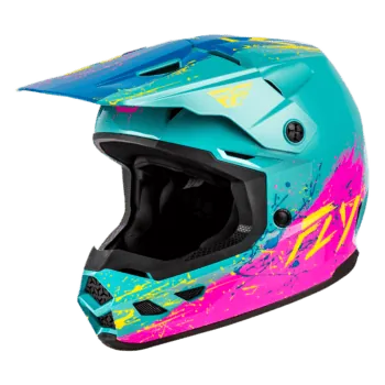 FLY Racing Kinetic Drip Helmet - Turquioise - Pink - Yellow