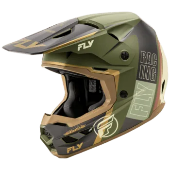 FLY Racing Kinetic Rally Helmet - Moss Grey - Khaki - Off White