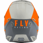 Fly Racing Kinetic Straight Edge Helmet in grey and orange with aerodynamic design and ventilation features.