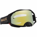 Oakley Airbrake Jeffrey Herlings Signature MX Goggles with mirrored lens and black strap featuring orange Oakley logo.