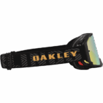 Oakley MX goggles with Jeffrey Herlings signature, featuring a black strap and reflective lens for motocross racing.