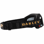 Oakley MX goggles with black strap and gold logo, designed for motocross riders.