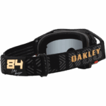 Oakley MX goggles with Jeffrey Herlings signature and Oakley branding, designed for motocross racing.