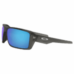 Oakley Double Edge sunglasses with blue mirrored lenses and black frame, designed for sports and outdoor activities.