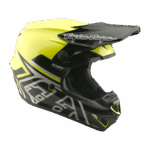 Yellow and black Troy Lee Designs GP PRO Mono Junior helmet with aerodynamic design and branding.
