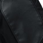 Close-up of black leather Troy Lee Designs SCOUT GP PRO Mono Bottoms with detailed stitching and textured surface.